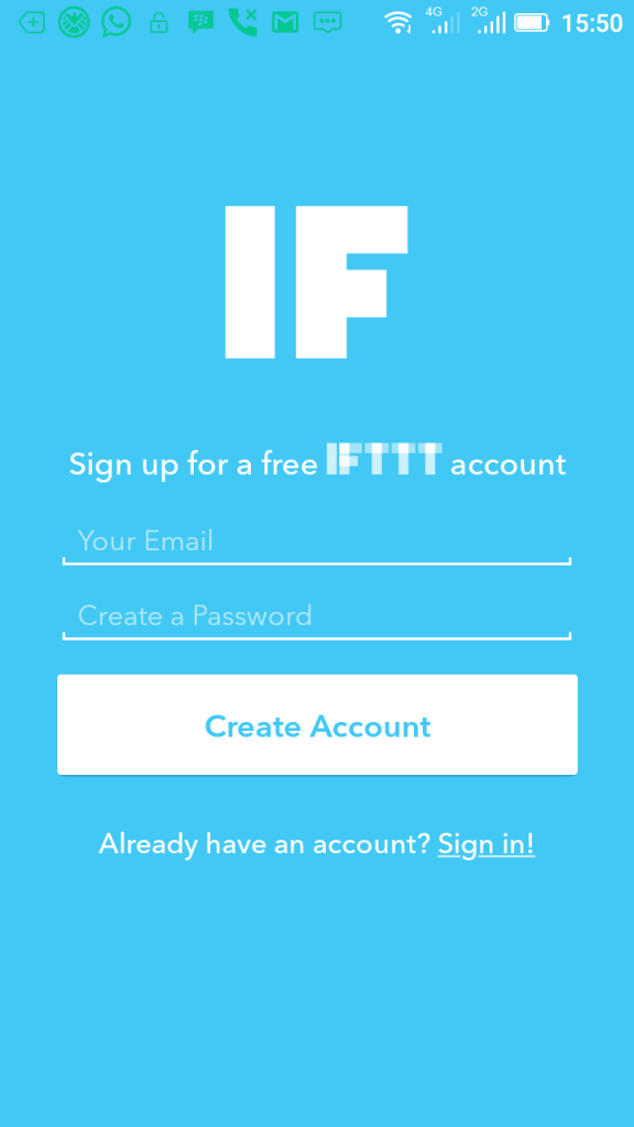 Registrasi akun IFTTT