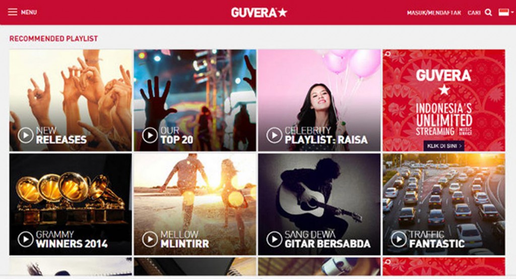 layanan streaming musik Guvera