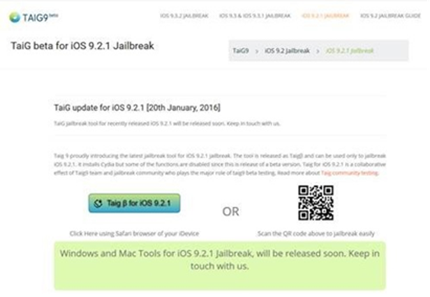 Jailbreak iOS Palsu Homepage jailbreak TaiG9 yang palsu