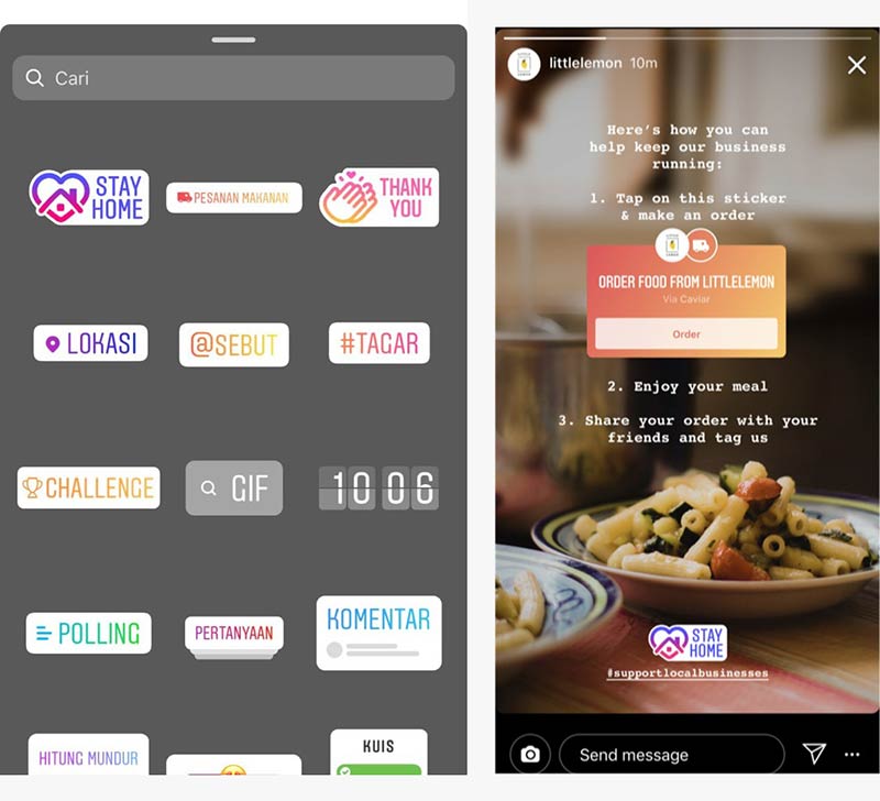  Instagram  Luncurkan Fitur Terbaru  Stiker  Pesan Makanan 